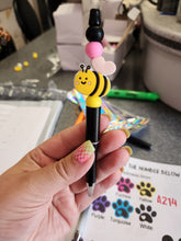 Load image into Gallery viewer, Bumble Bee Silicone Beaded Pen or Keychain