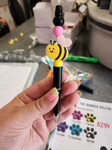 Bumble Bee Silicone Beaded Pen or Keychain