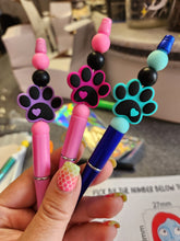 Load image into Gallery viewer, Fuschia Paw Silicone Beaded Pen or Keychain