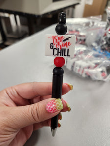True Crime and Chill Silicone Beaded Pen or Keychain