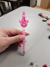 Load image into Gallery viewer, Pink Cowboy Smiley Silicone Beaded Pen or Keychain