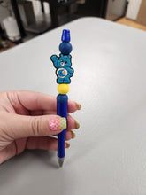 Load image into Gallery viewer, Blue Bear Silicone Beaded Pen or Keychain