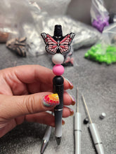 Load image into Gallery viewer, Pink Butterfly Silicone Beaded Pen or Keychain