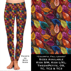 Colorful Fall Leaves  Leggings with Pockets
