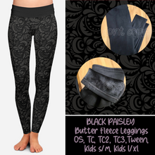 Load image into Gallery viewer, BLACK PAISLEY - BUTTER FLEECE LINED LEGGINGS