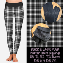 Load image into Gallery viewer, BLACK &amp; WHITE PLAID - BUTTER FLEECE LINED LEGGINGS