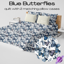 Load image into Gallery viewer, BLUE BUTTERFLIES - QUILT SETS - PREORDER CLOSING 4/22