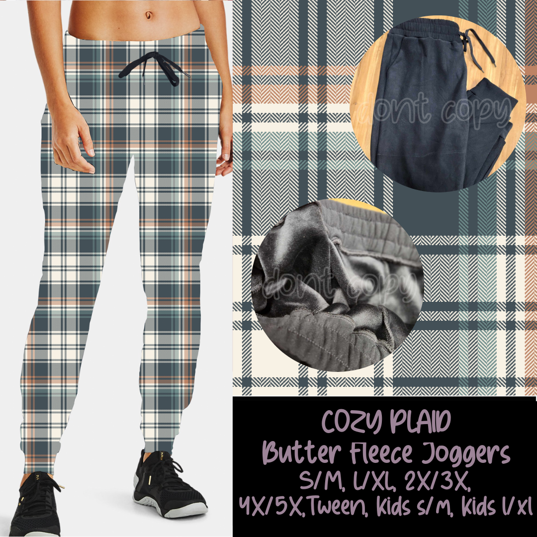 COZY PLAID - BUTTER FLEECE LINED UNISEX JOGGERS