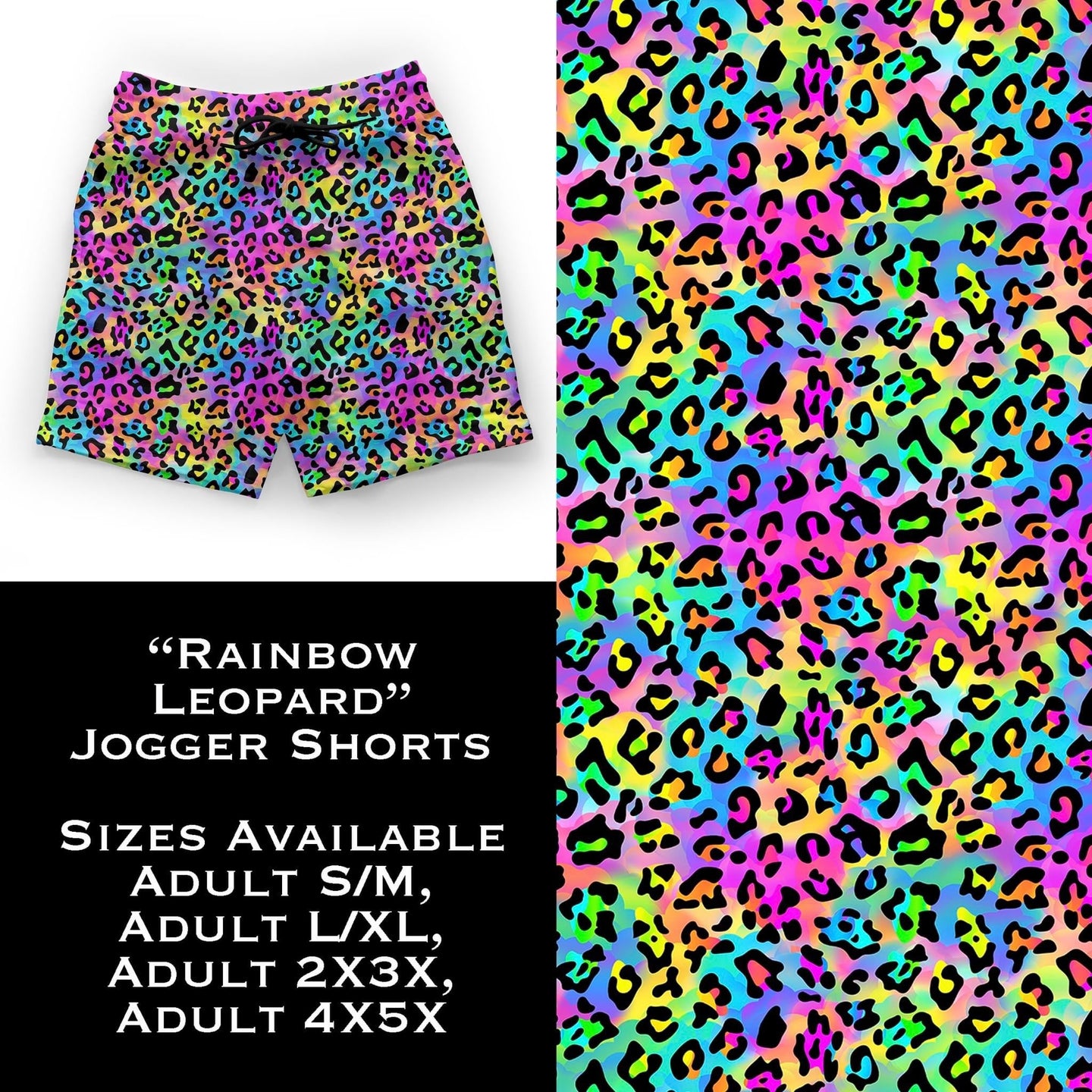Rainbow Leopard Jogger Shorts with Pockets