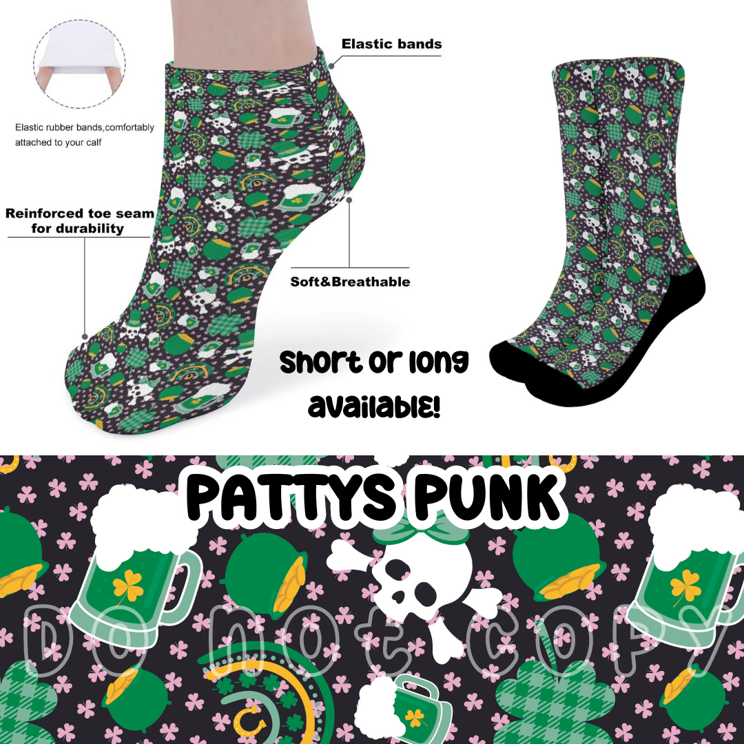 PATTYS PUNK - CUSTOM PRINTED SOCKS ROUND 2 PREORDER CLOSING 12/29 ETA FEB