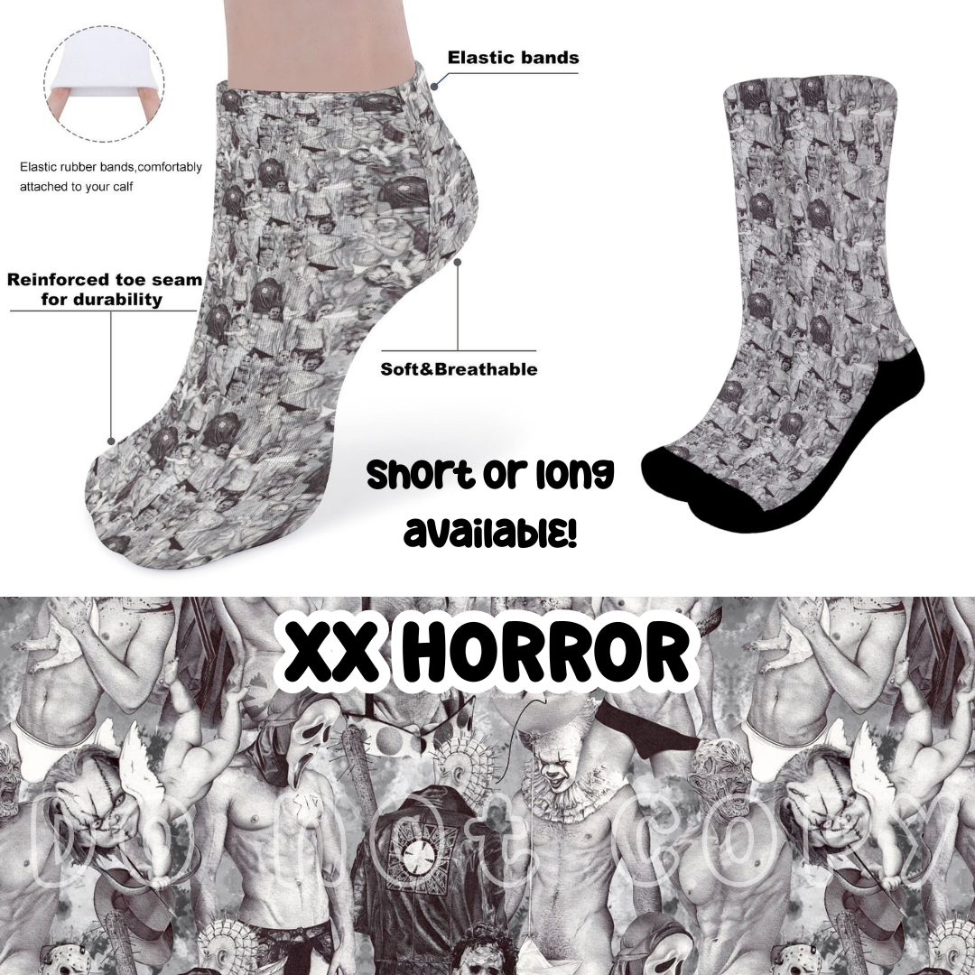 XX HORROR - CUSTOM PRINTED SOCKS ROUND 2 PREORDER CLOSING 12/29 ETA FEB