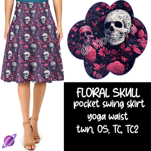FLORAL SKULL - VALENTINE RUN 1 - SWING SKIRT - PREORDER CLOSING 12/6 ETA JANUARY