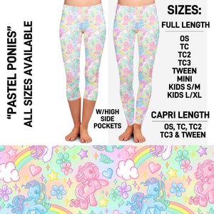 RTS - Pastel Ponies Leggings & Capris with High Side Pockets