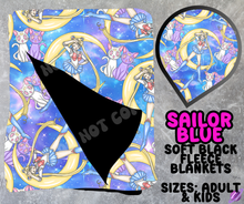 Load image into Gallery viewer, SAILOR BLUE - SOFT BLACK FLEECE THROWS 10 - PREORDER CLOSING 5/4