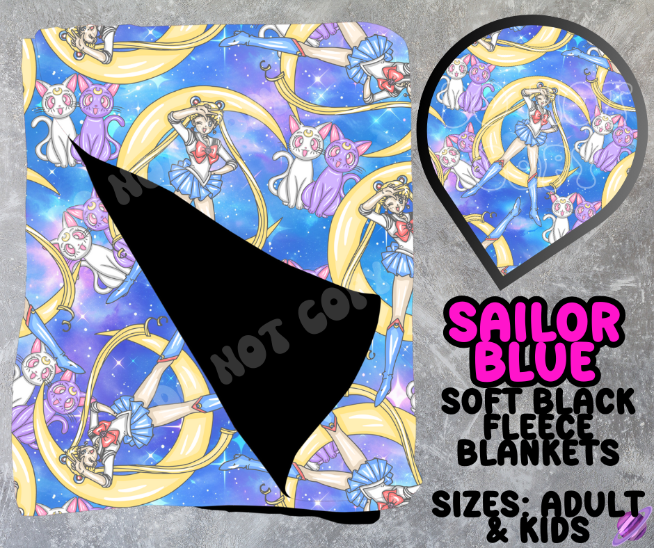 SAILOR BLUE - SOFT BLACK FLEECE THROWS 10 - PREORDER CLOSING 5/4