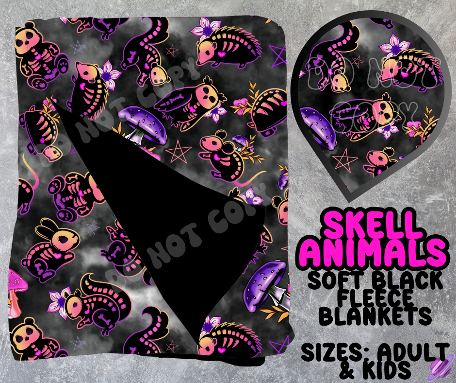 SKELL ANIMALS - SOFT BLACK FLEECE THROWS 10 - PREORDER CLOSING 5/4