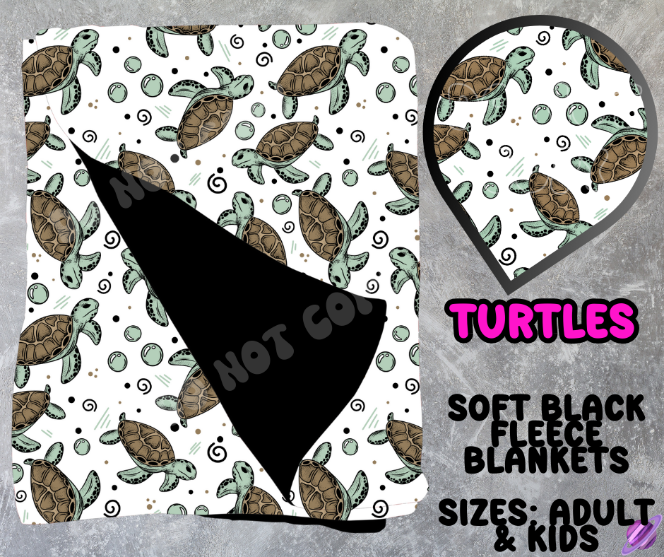 TURTLES - SOFT BLACK FLEECE THROWS 10 - PREORDER CLOSING 5/4