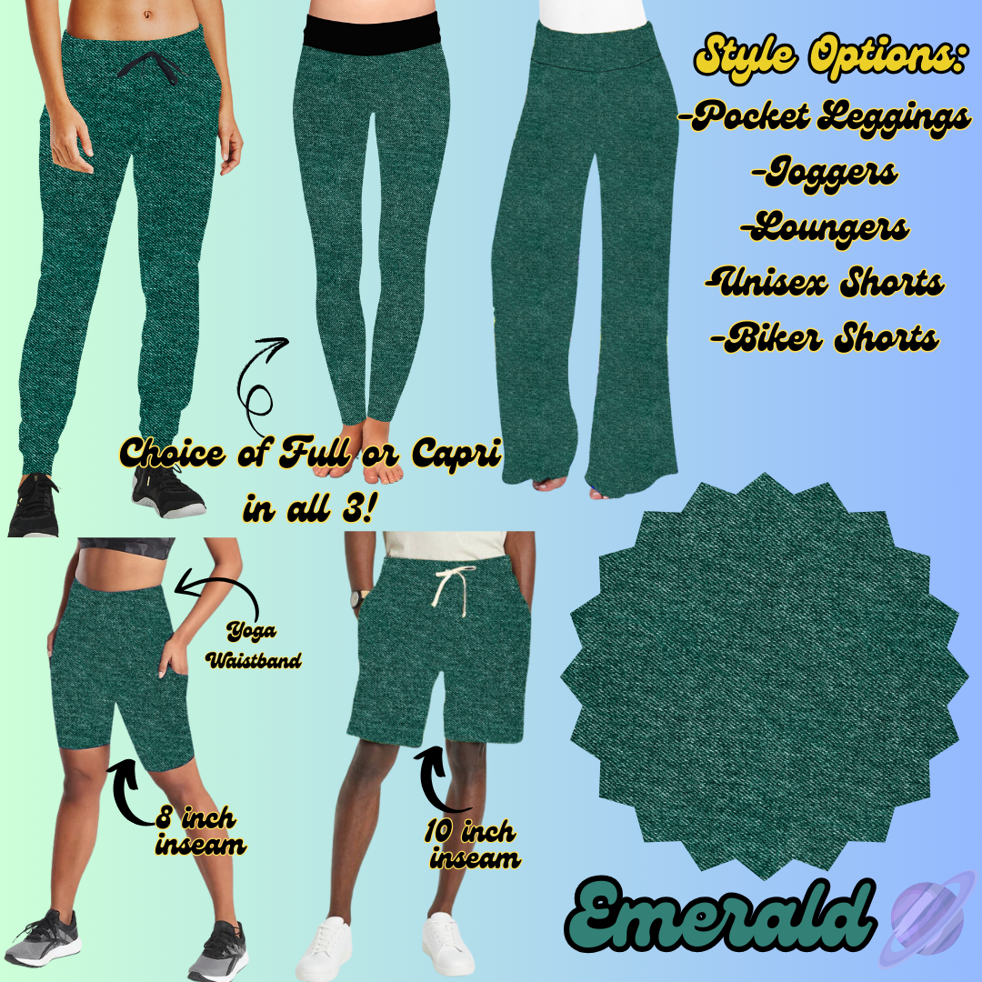 EMERALD - LEGGING/JOGGER/LOUNGER/SHORTS - COLOR DENIM RUN PREORDER CLOSING 5/6
