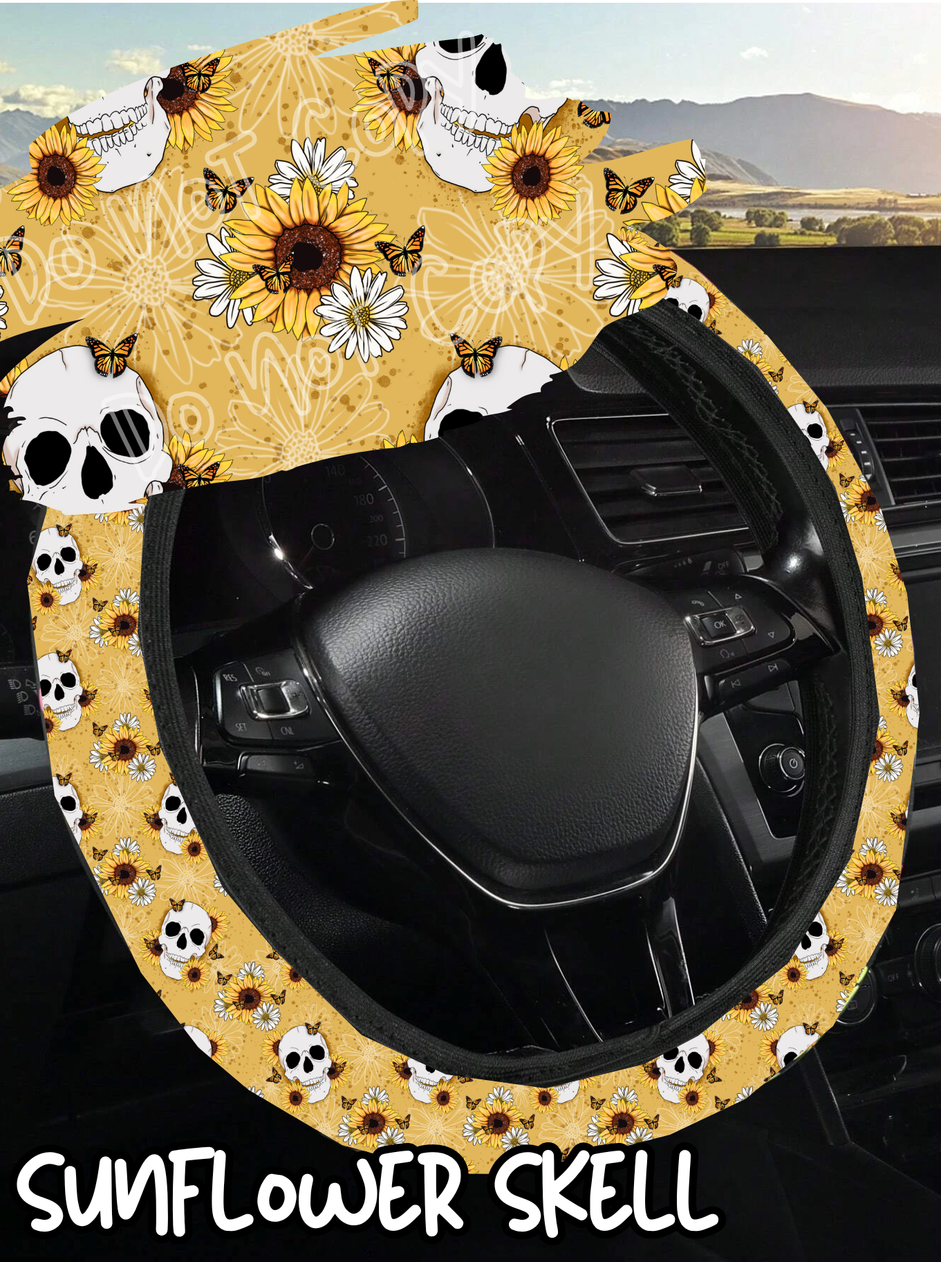 Sunflower Skull - Steering Wheel Cover Preorder Round 3 Closing 10/25 ETA Early Dec