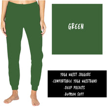 Load image into Gallery viewer, SOLID GREEN YOGA WAIST JOGGERS (ADULTS/KIDS)