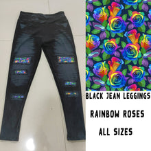 Load image into Gallery viewer, LEGGING JEAN RUN-RAINBOW ROSES (ACTIVE BACK POCKETS)