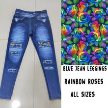 Load image into Gallery viewer, LEGGING JEAN RUN-RAINBOW ROSES (ACTIVE BACK POCKETS)