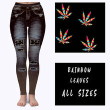 Load image into Gallery viewer, LEGGING JEAN RUN-RAINBOW LEAVES (ACTIVE BACK POCKETS)