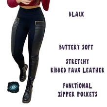 Load image into Gallery viewer, RIBBED FAUX LEATHER ZIPPER LEGGING PREORDER CLOSING 2/18