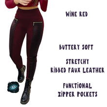 Load image into Gallery viewer, RIBBED FAUX LEATHER ZIPPER LEGGING PREORDER CLOSING 2/18