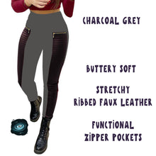 Load image into Gallery viewer, RIBBED FAUX LEATHER ZIPPER LEGGING PREORDER CLOSING 2/18