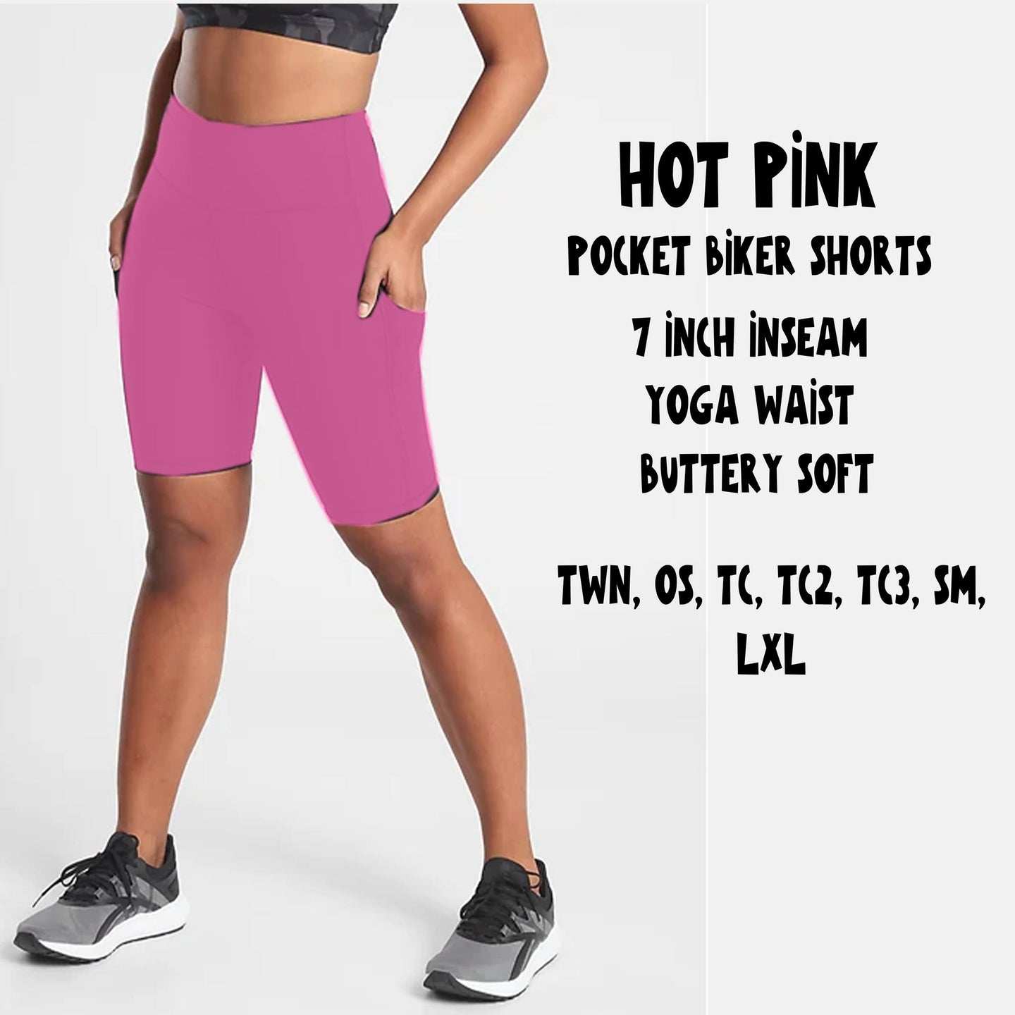 POCKET BIKER SHORTS-HOT PINK- PREORDER CLOSING 3/18