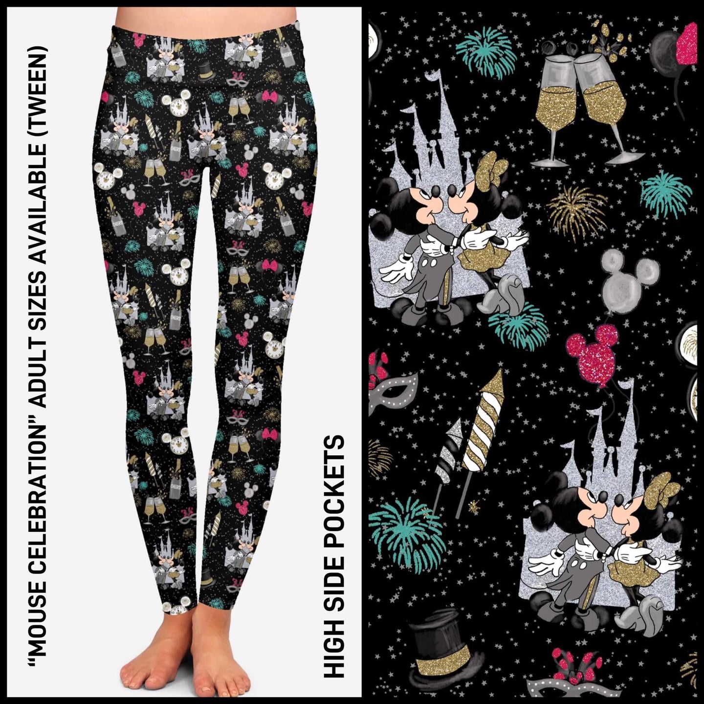 RTS - Mouse Celebration Leggings with High Side Pockets