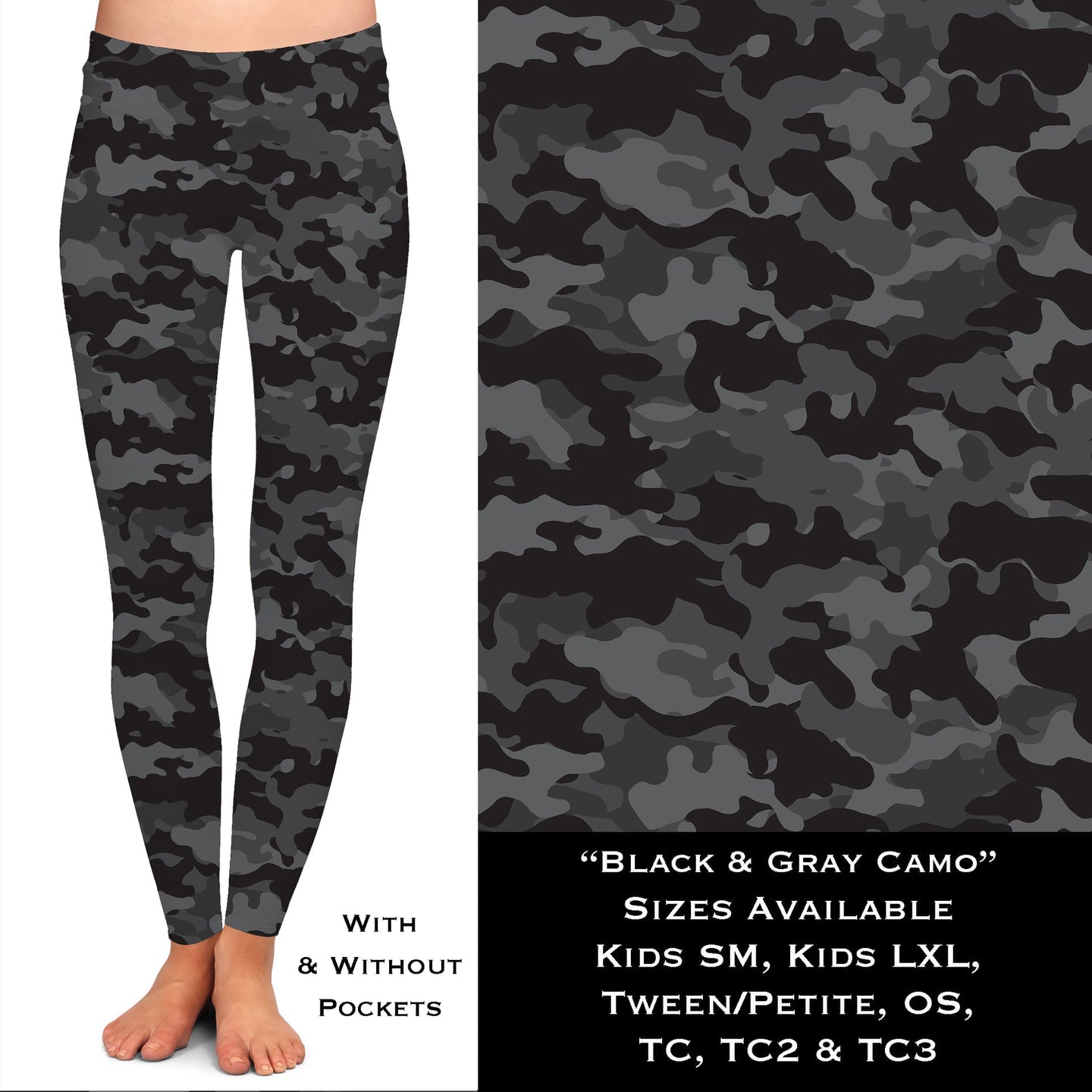 Black & Gray Camo Leggings