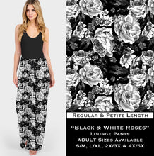 Load image into Gallery viewer, Black &amp; White Roses Lounge Pants