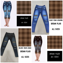 Load image into Gallery viewer, LEGGING JEAN RUN-BROWN PLAID (ACTIVE BACK POCKETS)