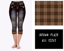 Load image into Gallery viewer, LEGGING JEAN RUN-BROWN PLAID (ACTIVE BACK POCKETS)