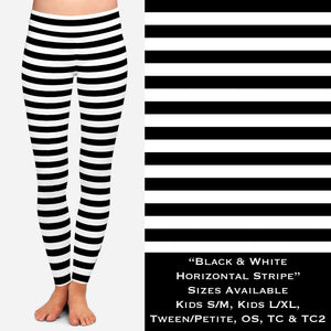 Black & White Horizontal Stripe - Leggings