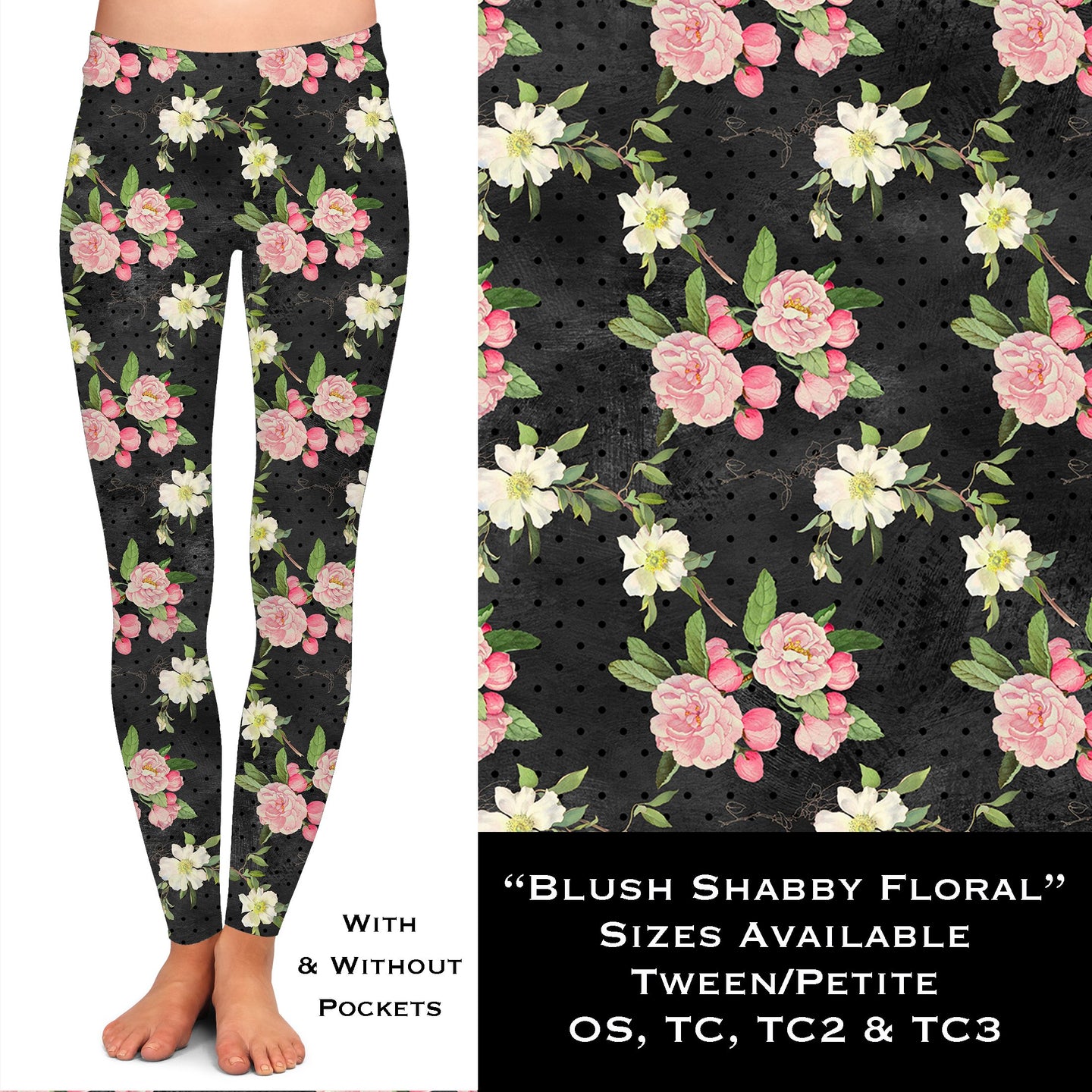 Blush Shabby Floral Leggings