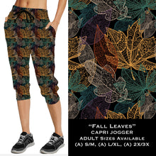 Load image into Gallery viewer, Fall Leaves Black Full and Capri Joggers
