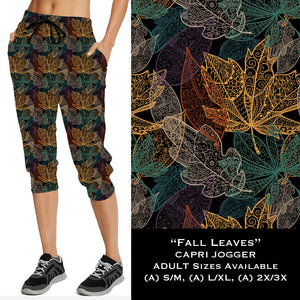 Fall Leaves Black Full and Capri Joggers