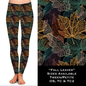 Fall Leaves Black Full Leggings