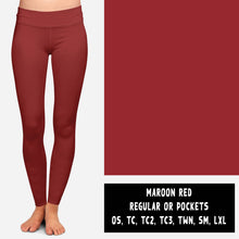 Load image into Gallery viewer, SOLIDS RUN-MAROON RED LEGGINGS/JOGGERS PREORDER CLOSING 10/25