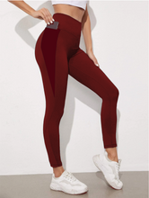 Load image into Gallery viewer, SOLID RUN-MAROON RED PANEL POCKET LEGGING- PREORDER CLOSING 11/1
