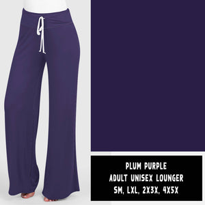 SOLIDS RUN-PLUM PURPLE ADULT UNISEX LOUNGER- PREORDER CLOSING 10/25