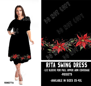 RITA SWING DRESS RUN-POINSETTIA PREORDER CLOSING 9/2