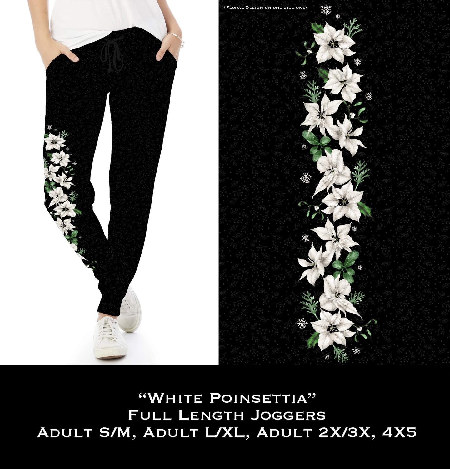 White Poinsettia Joggers