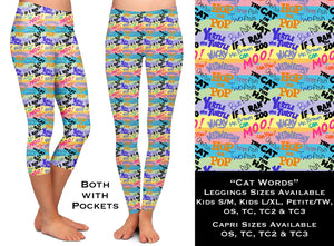 B107 - Cat Words - Leggings & Capri with Pockets