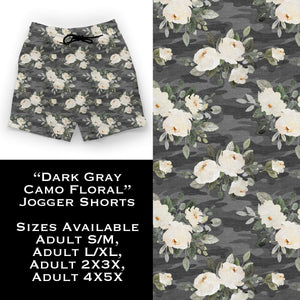 B108 - Dark Gray Camo Floral Jogger Shorts