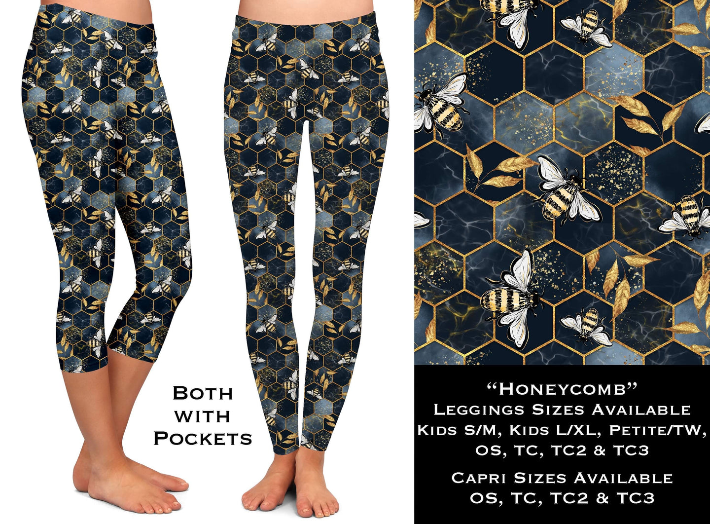 B109 - Honeycomb - Full & Capri Leggings w/Pockets