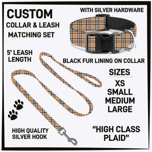 RTS - High Class Plaid Dog Collar & Leash Set
